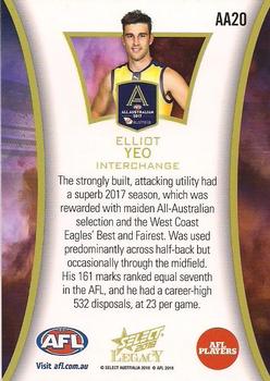 2018 Select Legacy - 2017 All-Australian #AA20 Elliot Yeo Back